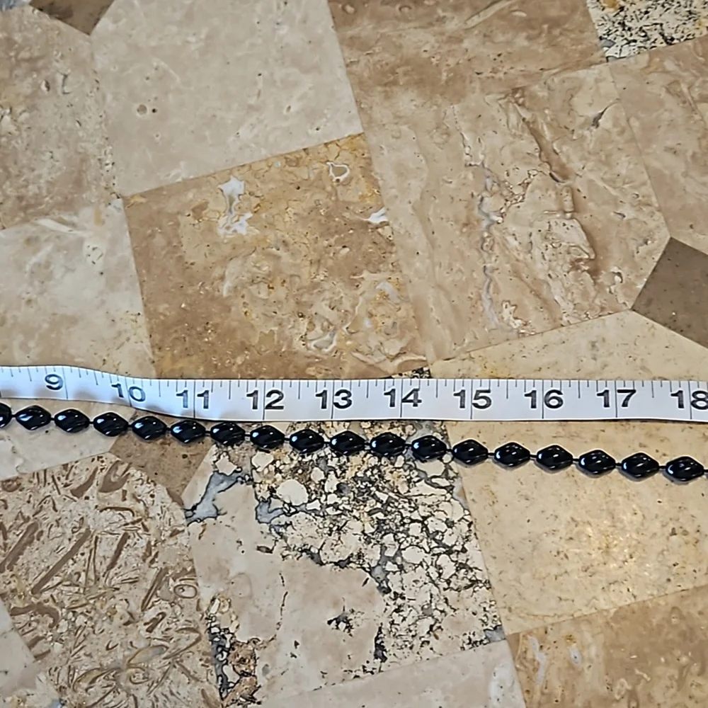 Sarah Cov Coventry Long Necklace Holiday Beads Black Plastic Beaded Vintage - Picture 7 of 9